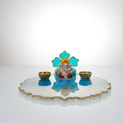 Pooja Thali with Ganesha Idol & Diya Holders