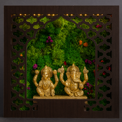 Led Frame with Pure Brass Laxmi Ganesh