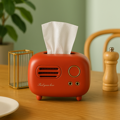 Vintage Radio Tissue Box (Red)