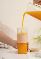 BambooBrew Glass Tumbler with Bamboo Straw (Peach)